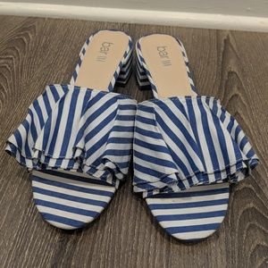 NWOT Blue Striped Slip On Sandals
